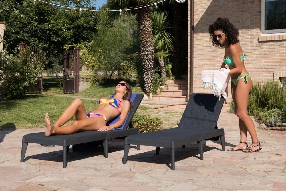 SIROLO Leżak ogrodowy, plastikowy, grafitowy