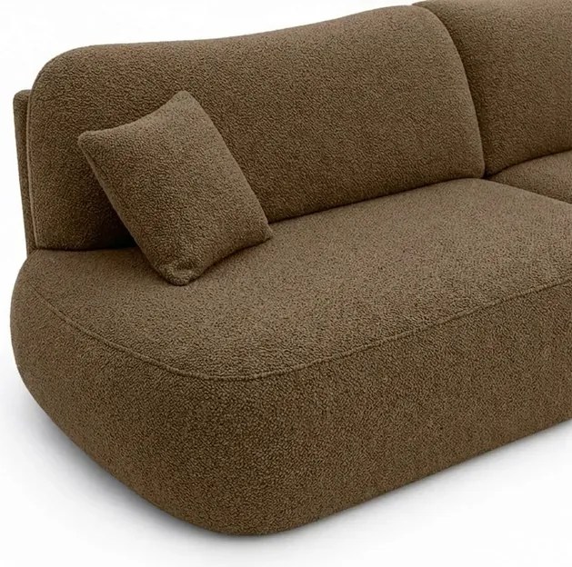 Sofa AVERIO Rozkładana Dwuosobowa Brązowa Boucle Japandi