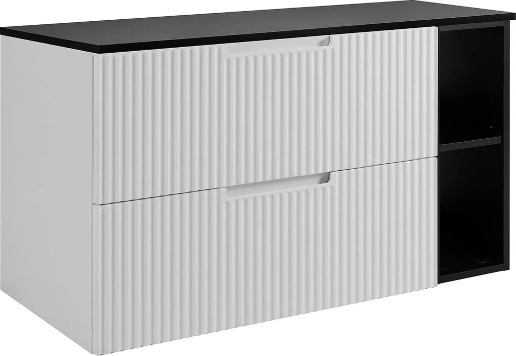 Szafka łazienkowa, biało-czarna, 100 (80 + 20) x 58,6 x 46 cm