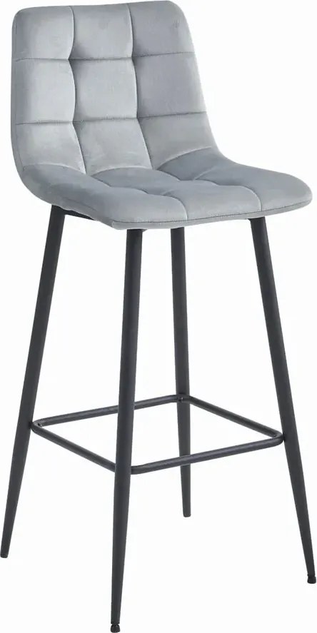 Srebrny welurowy hoker glamour do wyspy S8-K49