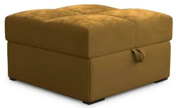 Musztardowy taboret ZENOVA z miejscem do przechowywania 65x65 cm