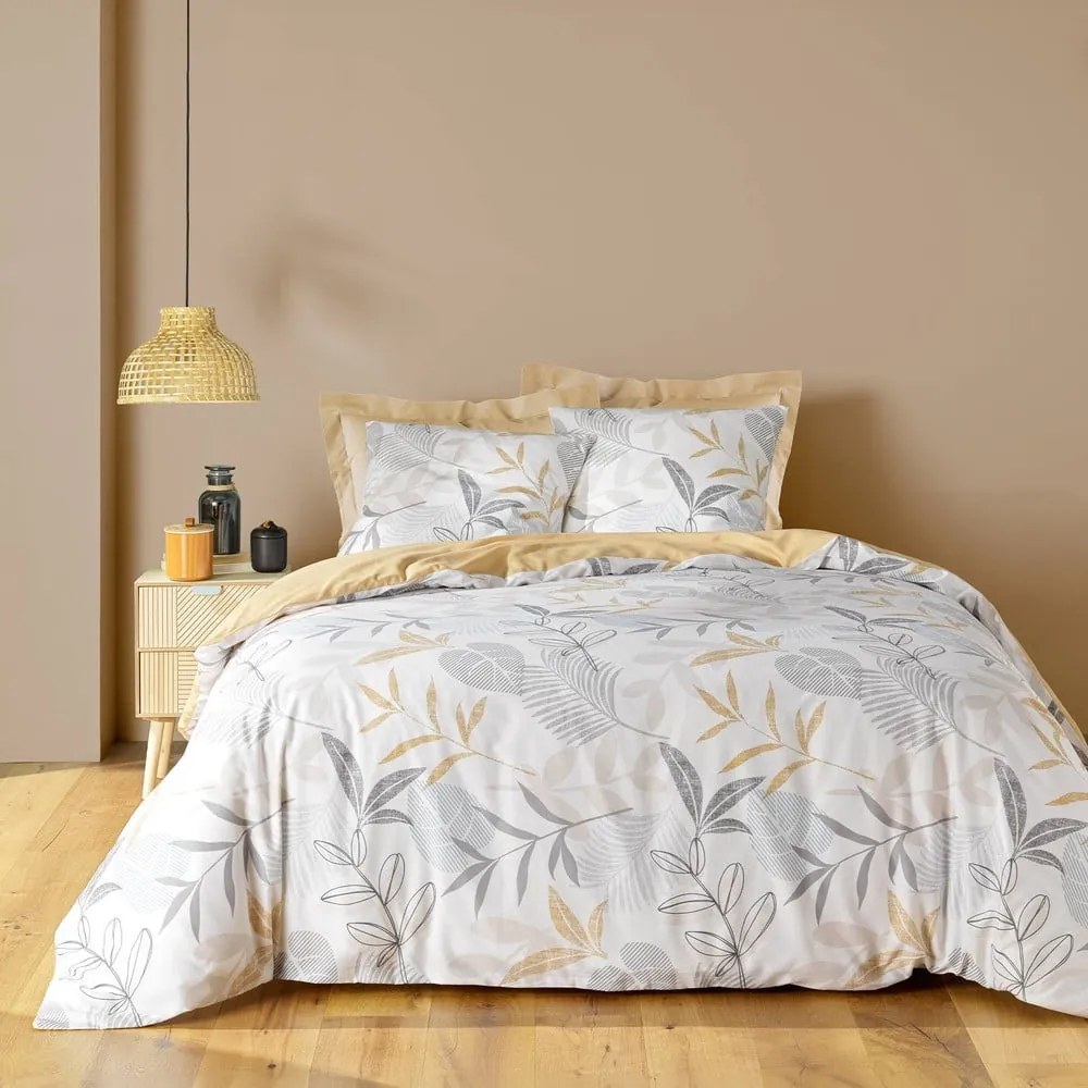 Żółto-biała pościel dwuosobowa 240x220 cm Kimberly – douceur d'intérieur