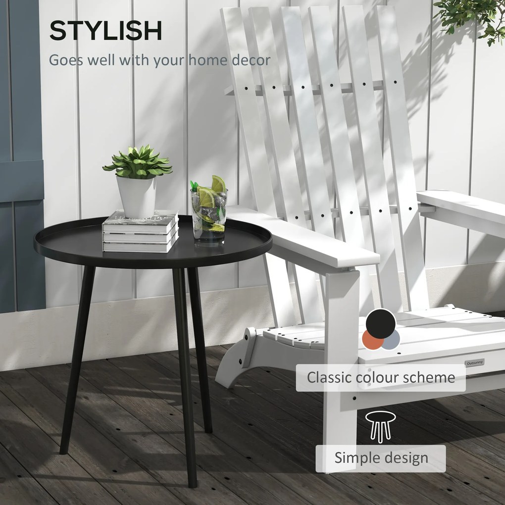 Outsunny Stolik pomocniczy, kawowy, ogrodowy, tarasowy, do ogrodu, ze stali, czarny