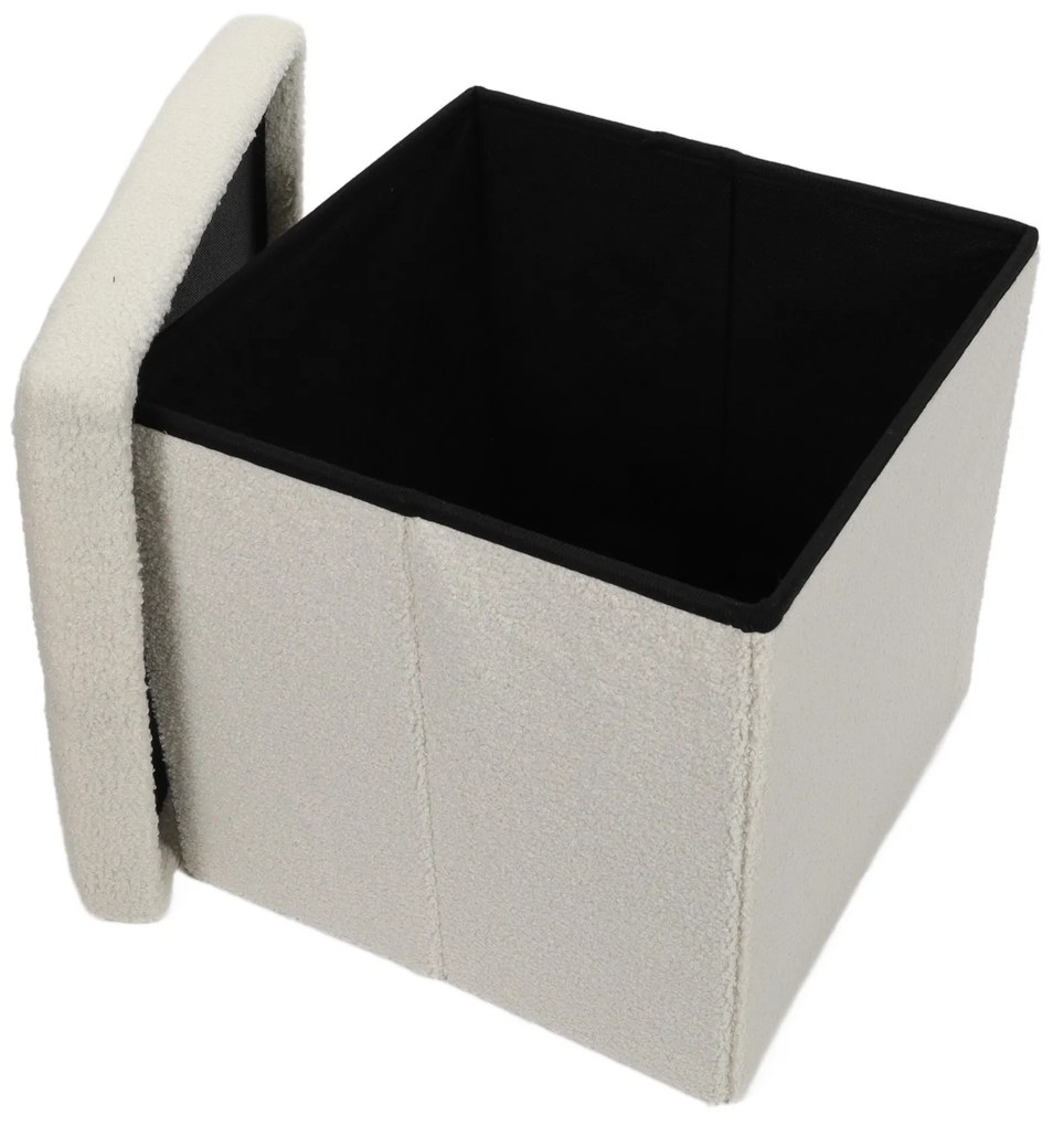 Pufa ze schowkiem boucle BINI, 38 x 38 x 38 cm