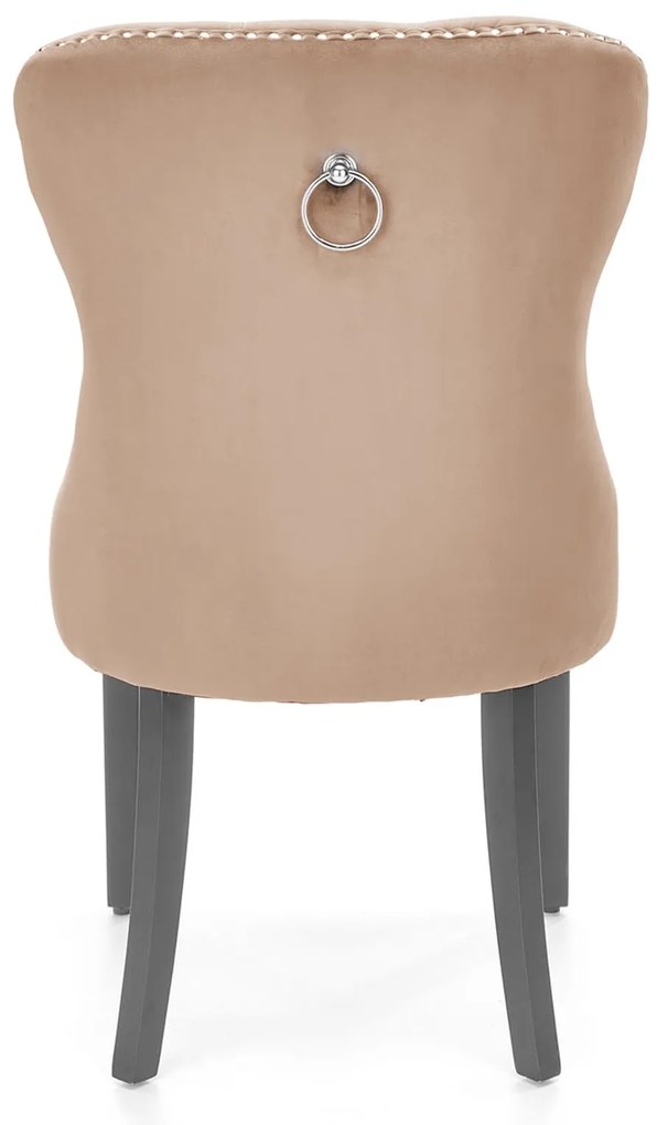 Krzesło tapicerowane czarny/beż welur pikowane kołatka MIYA