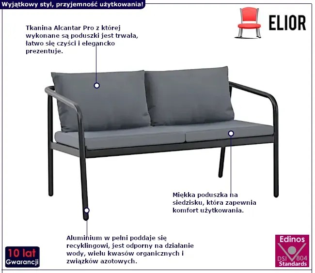Dwuosobowa sofa ogrodowa z poduszkami - Egon