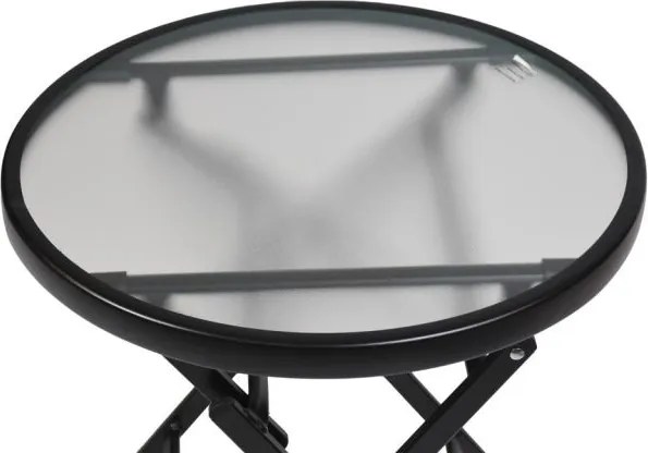 Stolik pomocniczy ze szklanym blatem, czarny, Ø 45 cm, stal