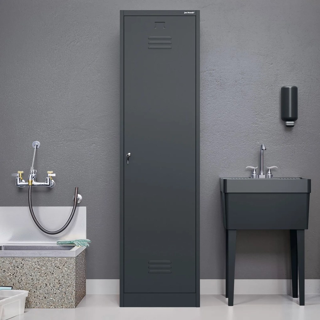 Metalowa szafa gospodarcza wąska Agnes 50x50x185 cm, antracyt