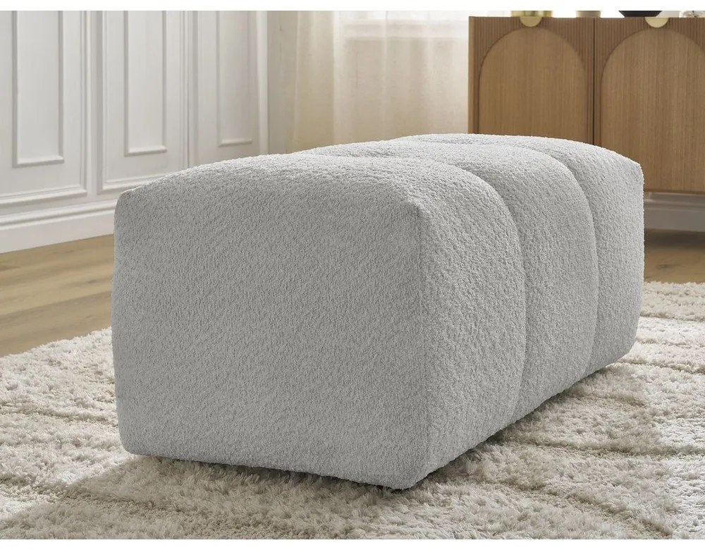 Jasnoszary podnóżek z materiału bouclé Roxelane – Bobochic Paris