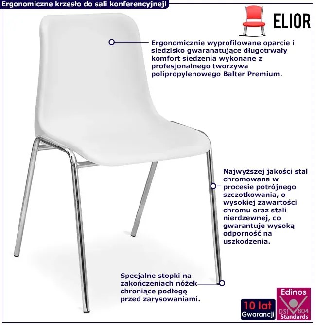 Białe chromowane krzesło konferencyjne - Tarus 4X