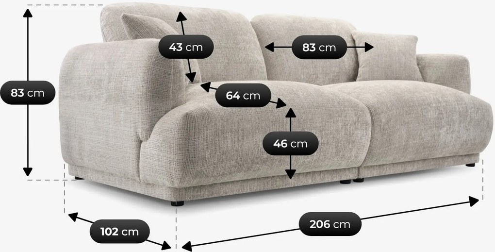 Sofa AMBELIA Dwuosobowa Beżowa Nowoczesna