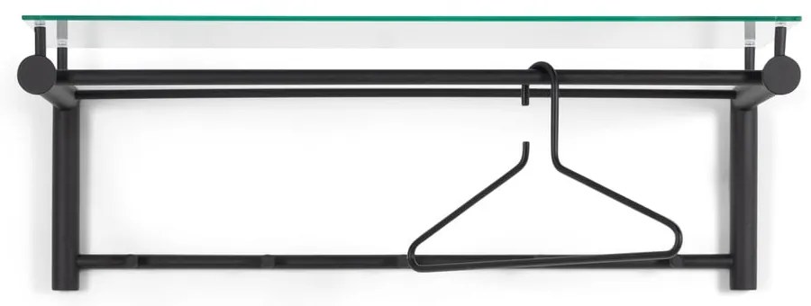 Czarny metalowy wieszak ścienny z półką Suza – Spinder Design