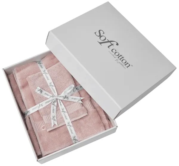 Zestaw upominkowy ręczników i rękawicę do kąpieli NORA, 3 szt Lila Zestaw (ręcznik 45x70 cm, ręcznik 62x125 cm, rękawica do kąpieli 16x22 cm)