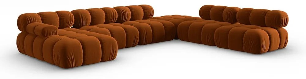 Pomarańczowa aksamitna sofa 379 cm Bellis – Micadoni Home