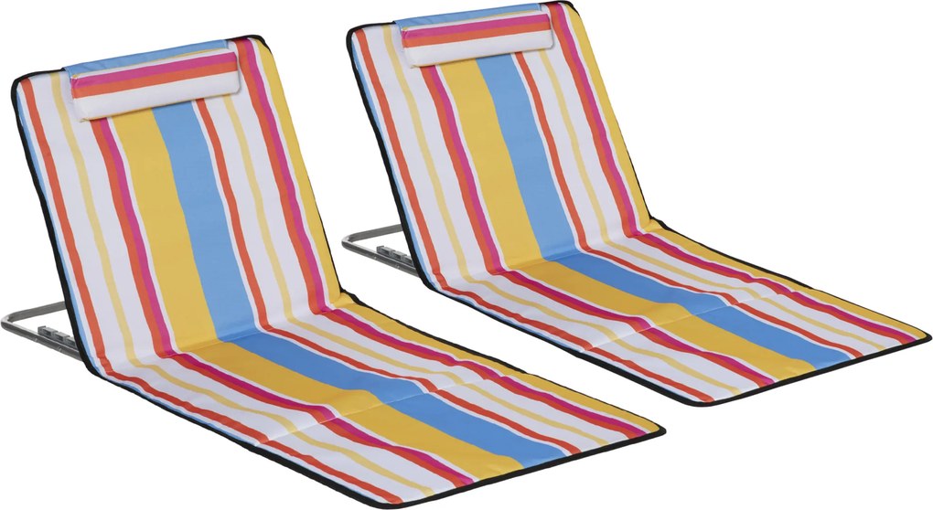 Outsunny Zestaw 2 mat plażowych, regulowane, składane, 124D x 53S x 37-50W cm, Wielobarwne