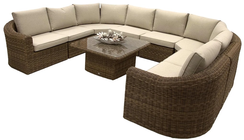 Rattanowy zestaw modułowy BORNEO LUXURY dla 8 osób (brązowy)
