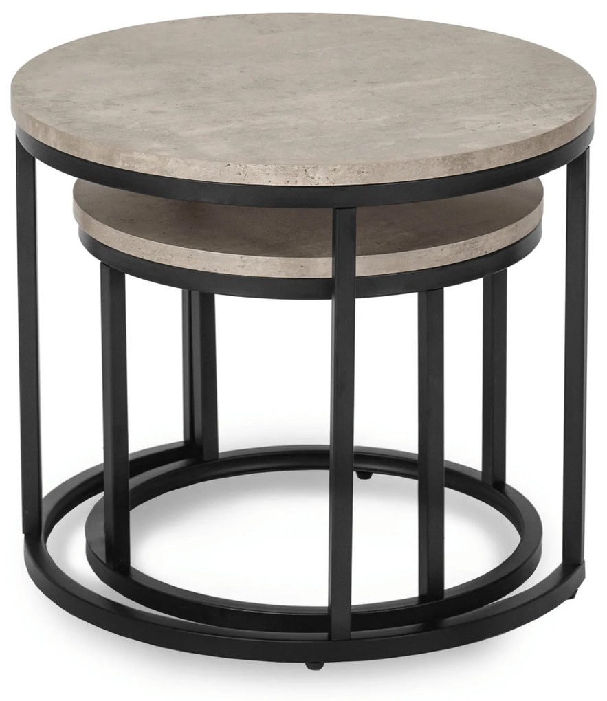 Zestaw Stolików Kawowych ROCKY 43 cm/53 cm Szary Beton Nowoczesny Loft