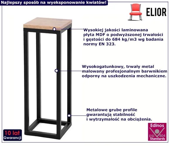 Industrialny metalowy stojak na kwiaty 60 cm Biały