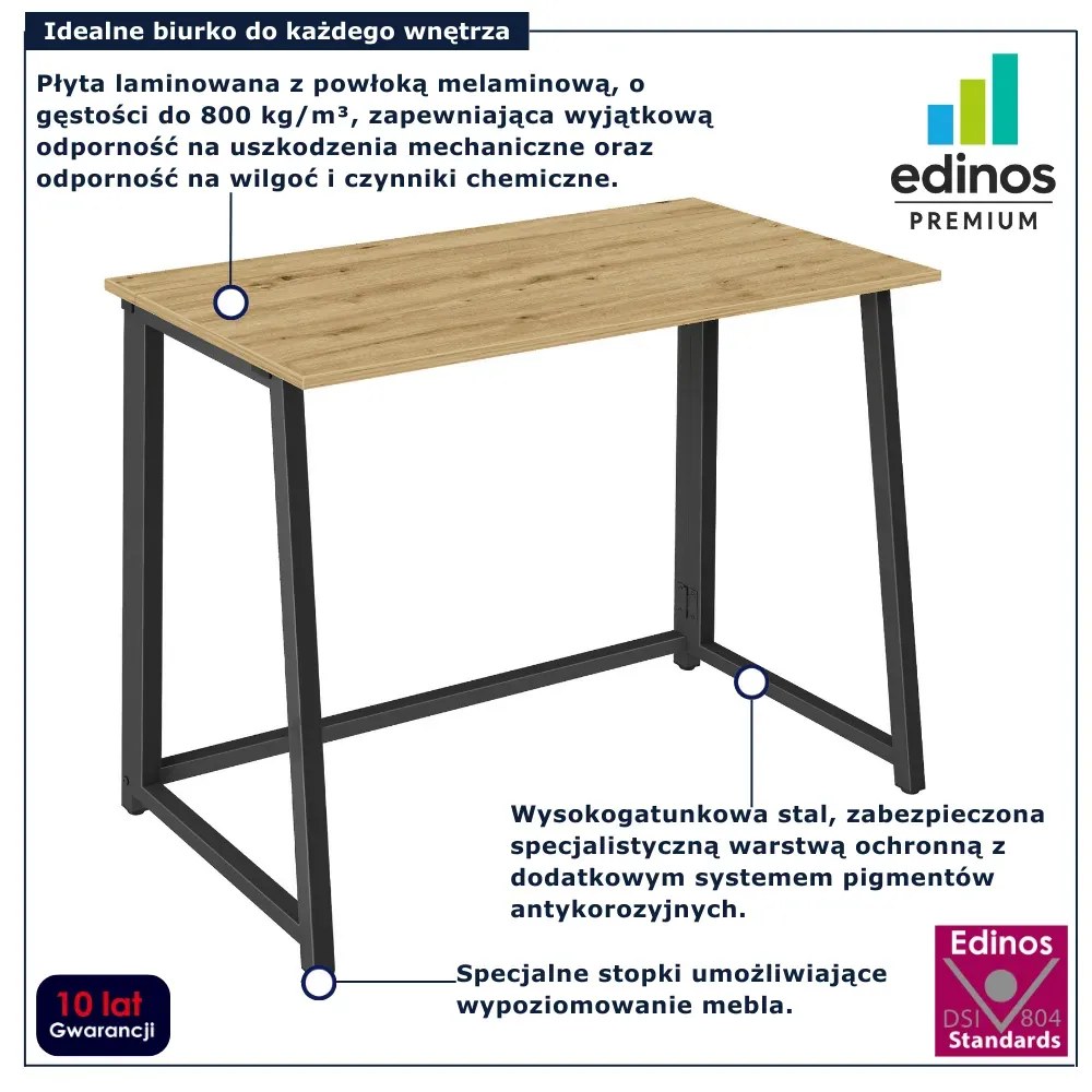 Składane biurko pod laptopa dąb artisan + czarny D7-K37
