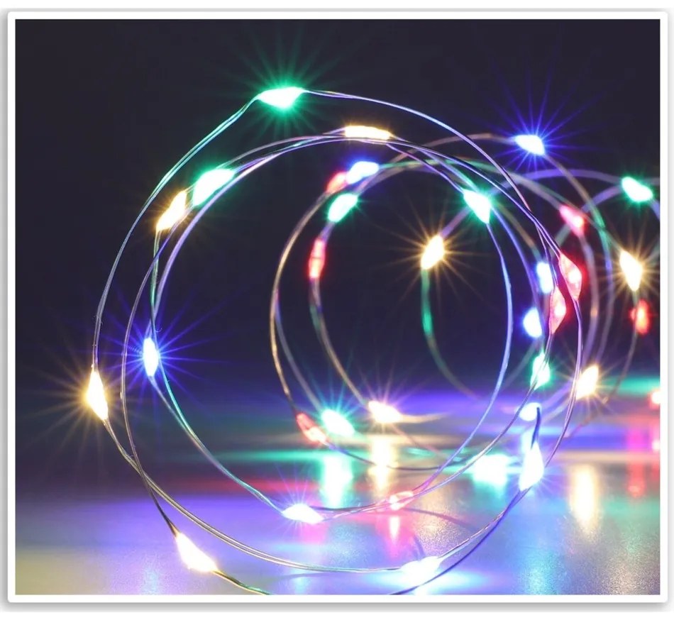 Drut świetlny Silver lights 40 LED, kolorowy, 195 cm