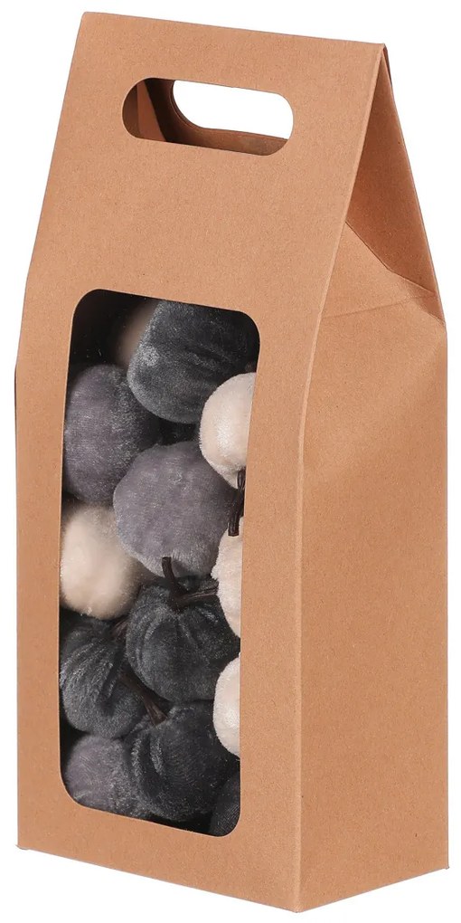 Dynia pokryta tkaniną mix, szary, plastik, 24 szt., śr. 4 cm