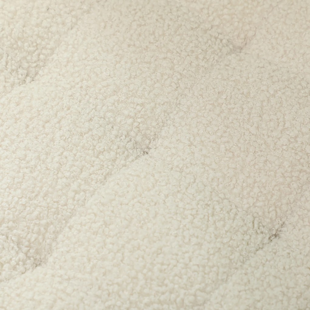 HOMCOM Okrągły stołek z miejscem do przechowywania, wiekiem i nogami z drewna, pufa do salonu, przedpokoju, sypialni, kremowobiały