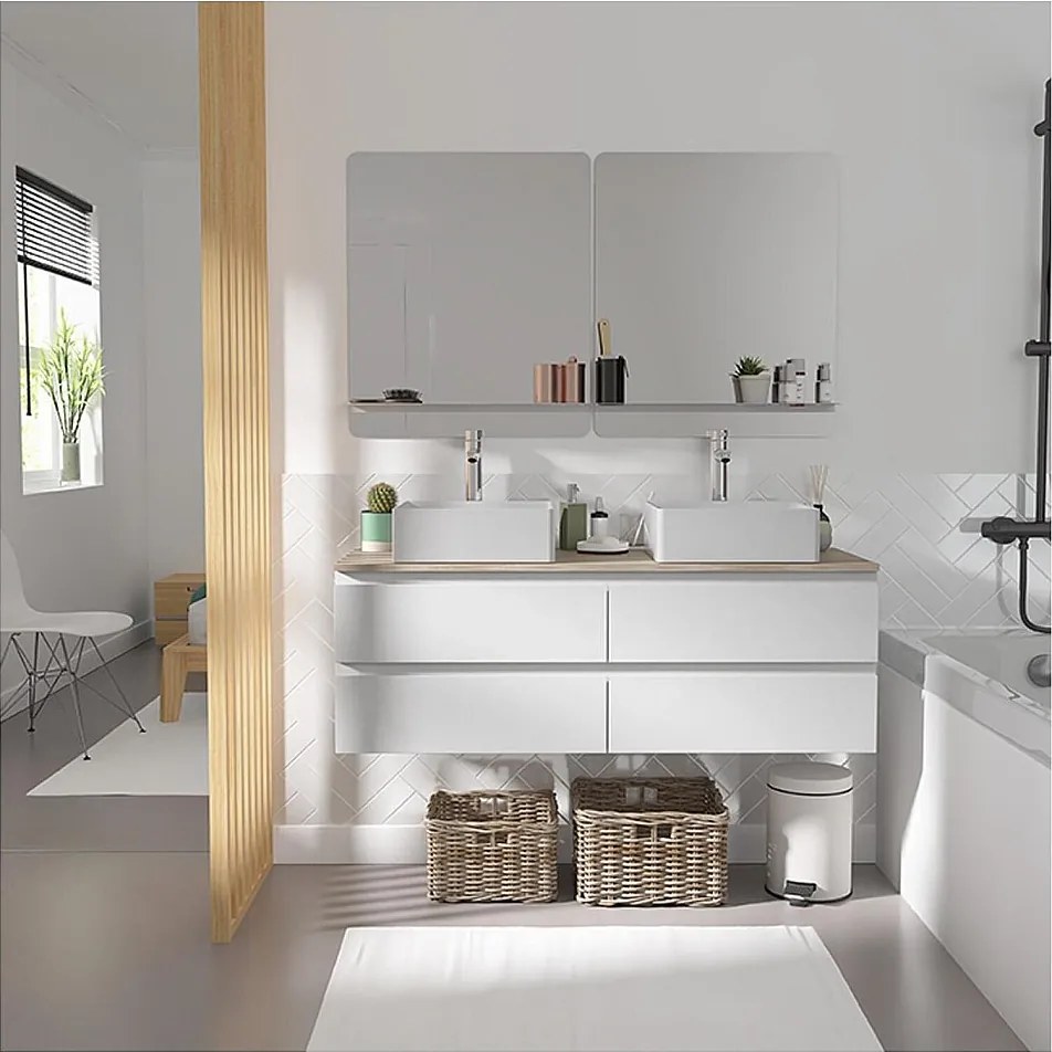 Sorrento 120cm podwójna szafka pod umywalkę + bateria + lustro