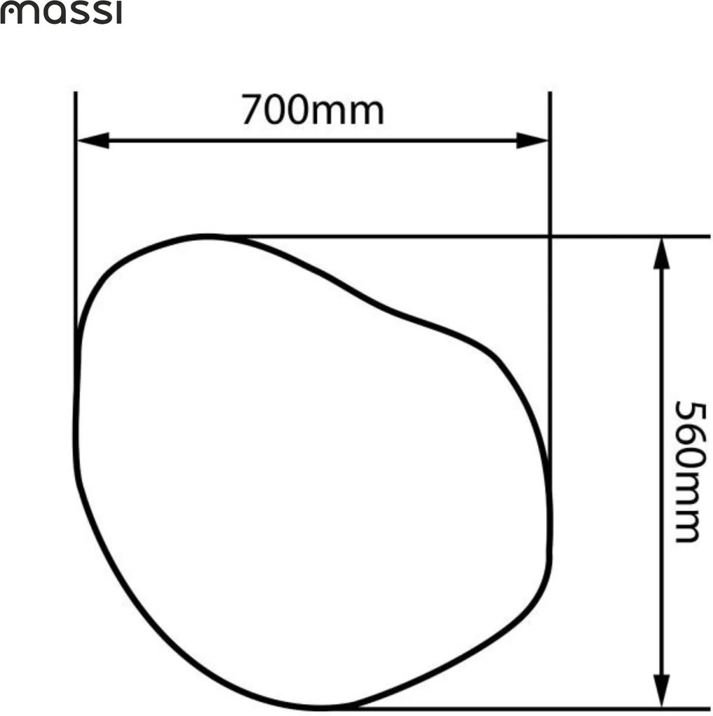 Lustro o nieregularnym kształcie oszlifowane podświetlane MERINGO LED | Różne rozmiary | Różne kolory szkła : Kolor tafli szkła - Grafit, Rozmiar - 70 x 56 cm
