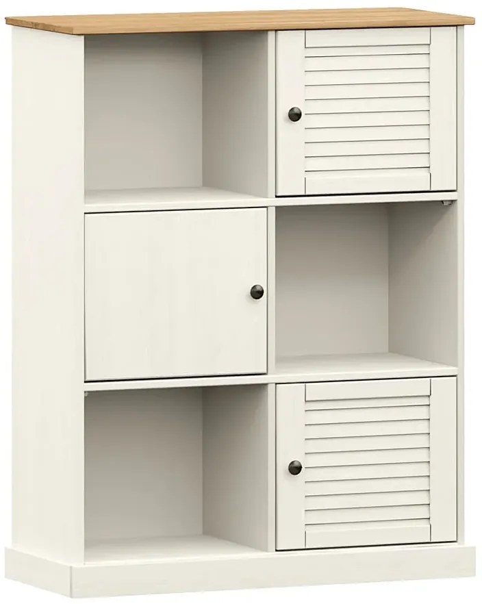 Biały stojący regał z drewna sosnowego W4-A66