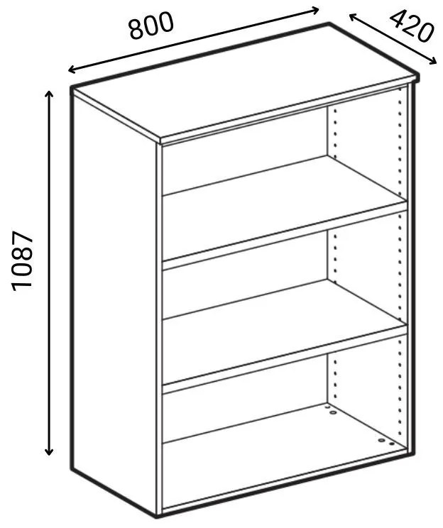 Szafa biurowa kombinowana z drzwiami przesuwnymi PRIMO GRAY, 1087 x 800 x 420 mm, szary/buk