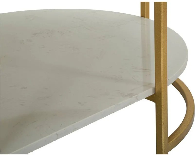 Stolik w biało-złotym kolorze z marmurowym blatem 60x90 cm Izmir – Mauro Ferretti