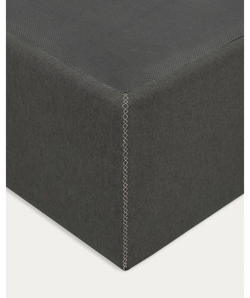 Czarne tapicerowane łóżko dwuosobowe ze schowkiem 160x200 cm Matters – Kave Home