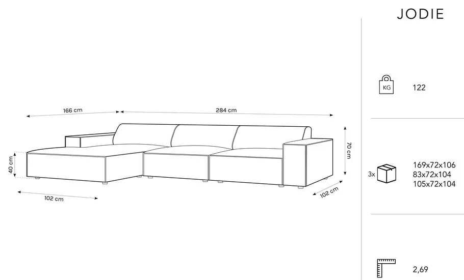 Beżowy narożnik (lewostronny) z materiału bouclé Jodie – Micadoni Home
