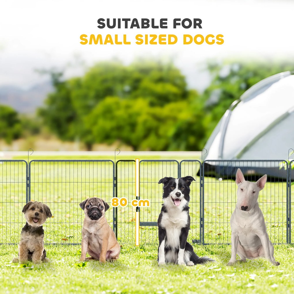 PawHut Kojec dla szczeniąt, 16-częściowy składany wybieg z drzwiami dla małych i średnich psów, 3,2 x 3,2 x 0,8 m, Grau | Aosom PL