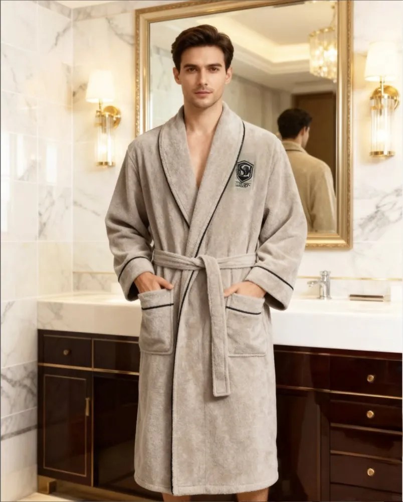 Męski szlafrok LUXURY S Bordowy