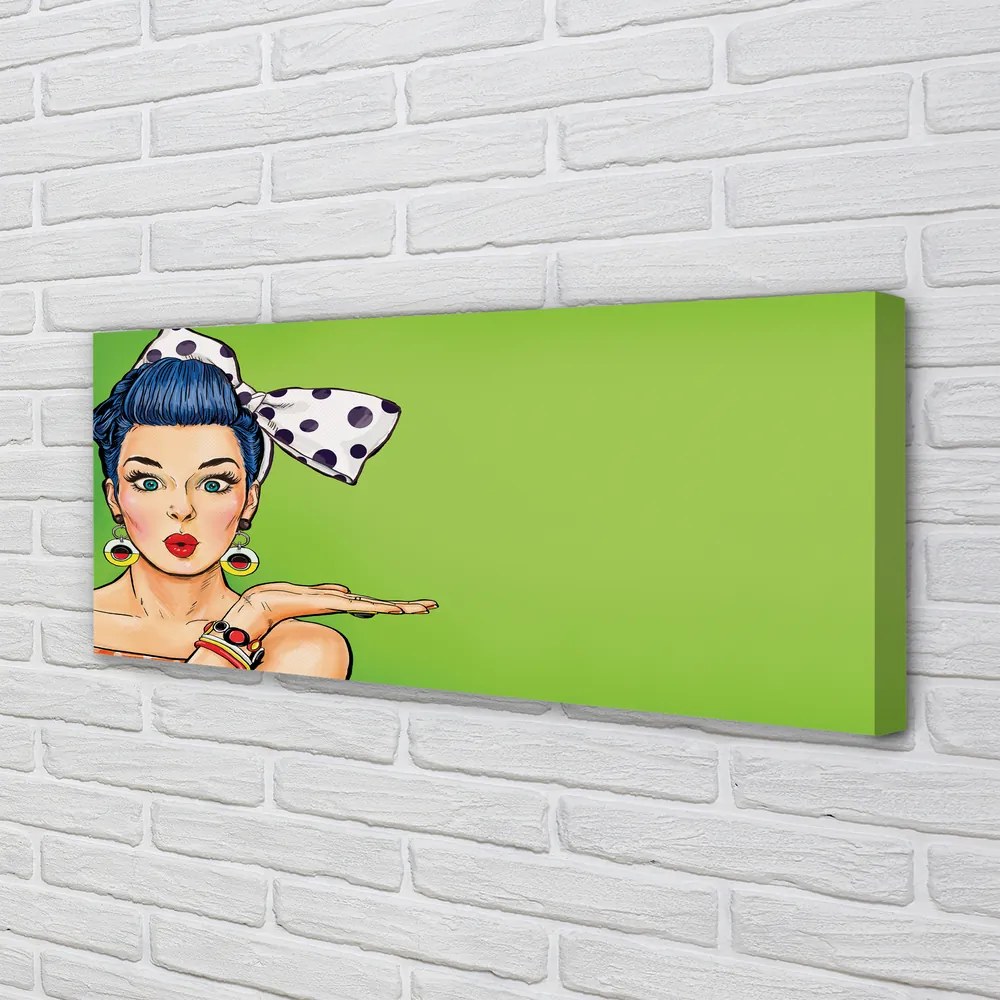 Obraz na płótnie Kobieta z Czerwonymi Ustami i Kokardą