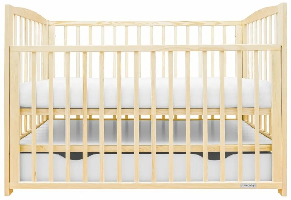 Łóżeczko dziecięce New Baby Lilly z wysuwanymibokami i szufladą, naturalne