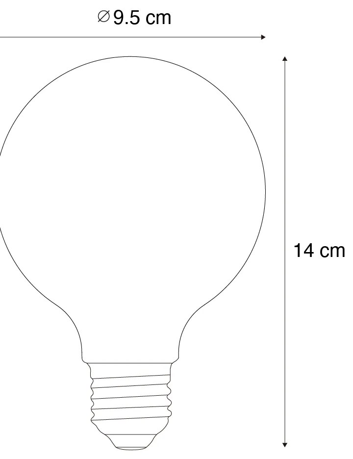 Zestaw 5 ściemnialnych żarówek LED E27 G95 brązowe 4W 120 lm 1800K