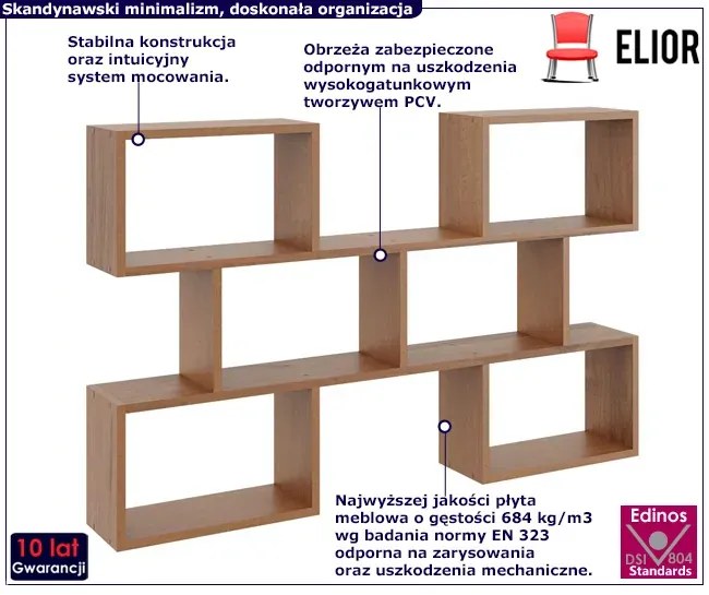 Minimalistyczna półka wisząca w kolorze orzecha - Zoix