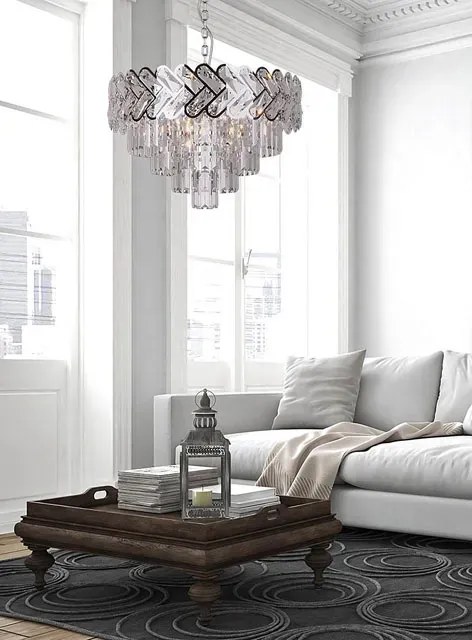 Srebrny klasyczny żyrandol z kryształkami - S881 L7-S16