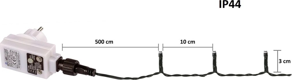 Świąteczne LED oświetlenie - 5 m, 50 LED, zimna biel, pilot