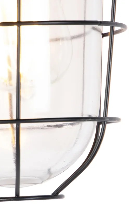 Zestaw 3 lamp wiszących w stylu industrialnym czarnych - CabinPrzemysłowy Oswietlenie wewnetrzne