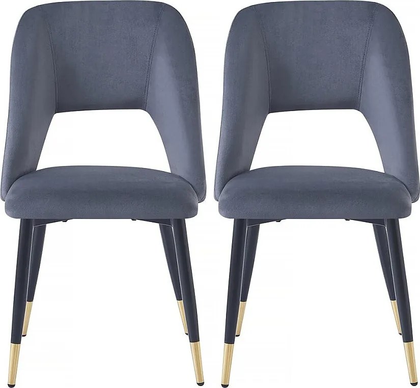 Zestaw 2 aksamitnych krzesel "Coralie" – szary