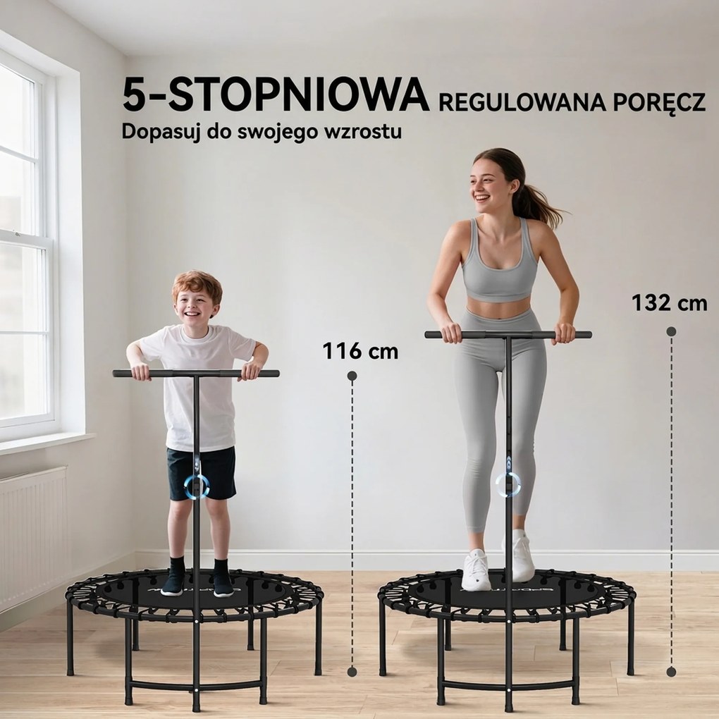 SPORTNOW Trampolina Rebounder, 5-stopniowy regulowany uchwyt, trampolina do treningu, Czarny
