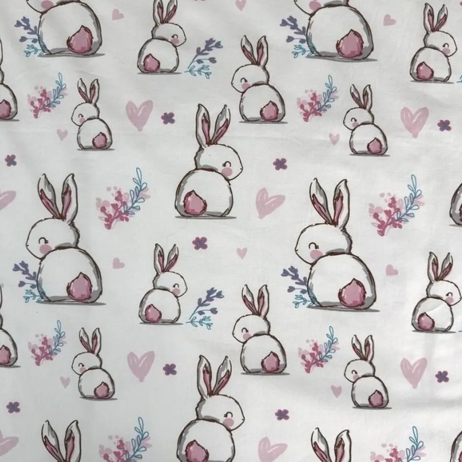 PrzytulneMieszkanie.pl PrzytulneMieszkanie.pl Bawełniana pościel do łóżeczka BUNNY SWEET biała Rozmiar pościeli: 40 x 60 cm | 100 x 135 cm