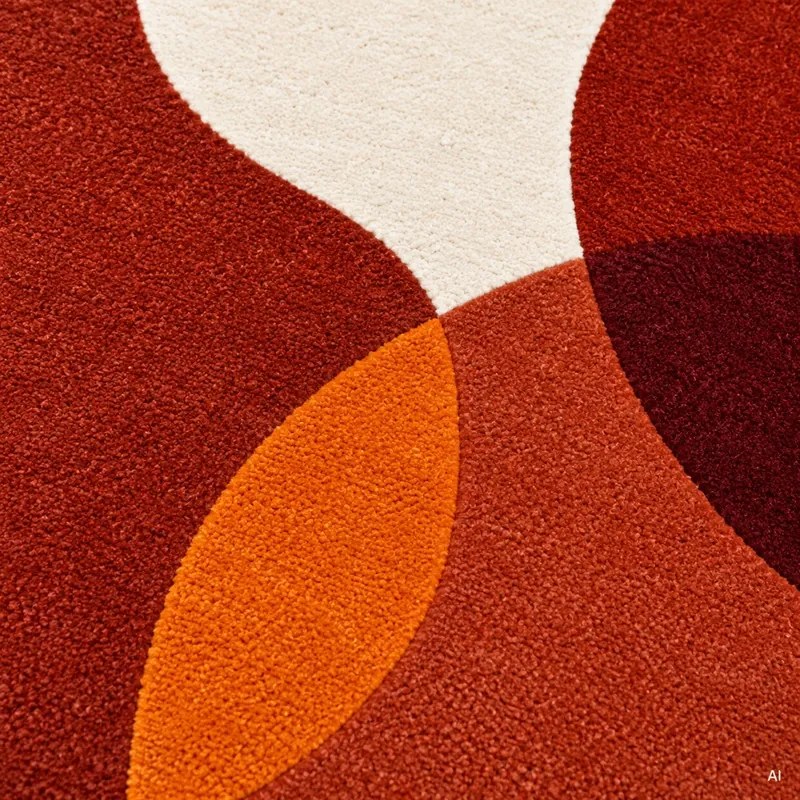 Dywan wełniany Dune ręcznie tkany Łagodne Formy Terrakota owalny 200x300 cm