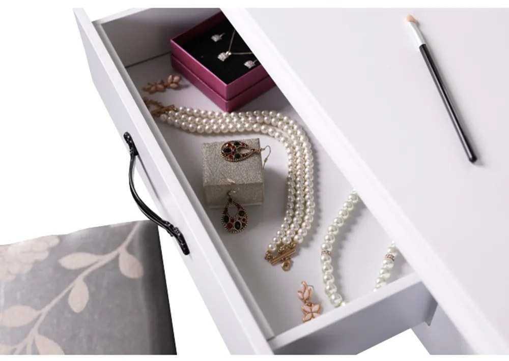 Ozdobny stolik ze stołkiem LINET NEW, biały