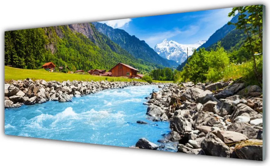 Panel Szklany Kręta Rzeka w Górskiej Dolinie