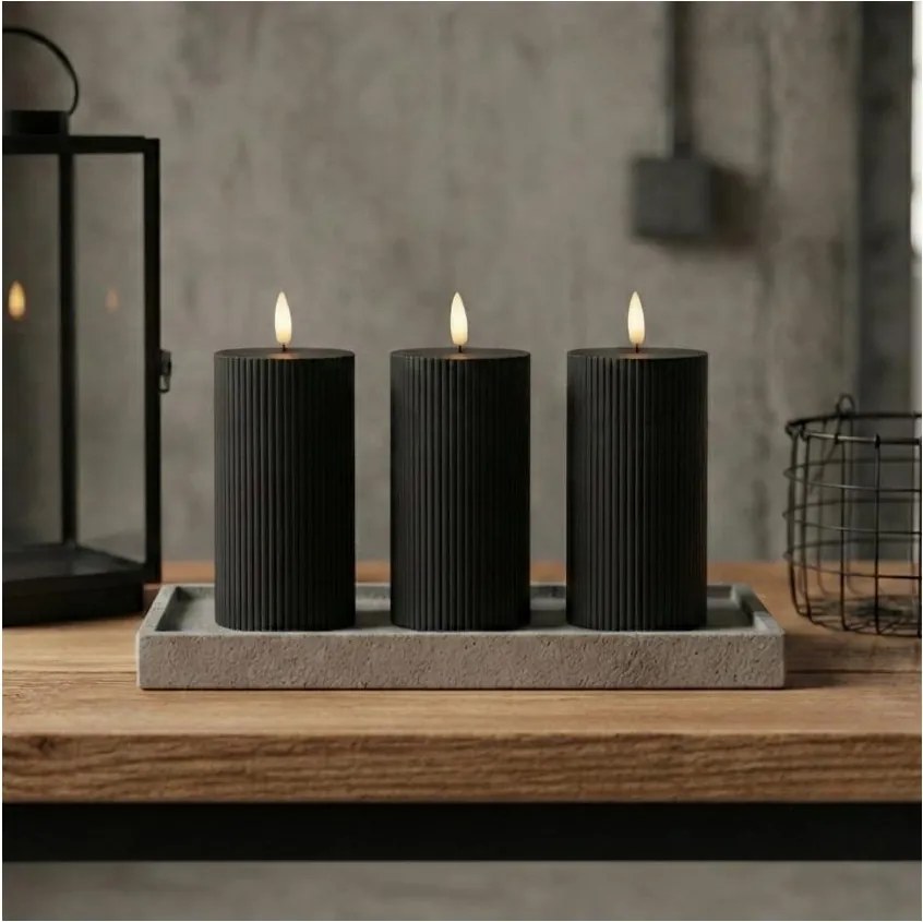 ZESTAW 3x Świeca LED BRILLO LED/2xAA 15 cm czarna + zdalne sterowanie