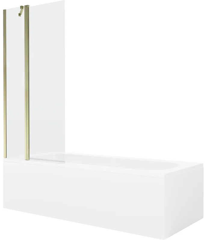 Mexen Vega wanna prostokątna 170 x 70 cm z obudową i parawanem 1-skrzydłowym 80 cm, transparent, złoty - 550117070X9408115000